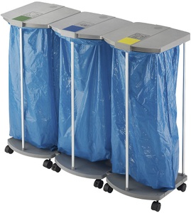 Hailo, Hailo Müllsackständer-Set ProfiLine WS mit 250 blauen Wertstoffsäcken Gestell 3 x 120 l, HxBxT 1000 x 1330 x 450 mm fahrbar, Hailo Müllsackständer mit 250 blauen Wertstoffsäcken, ProfiLine MSS XXXL, 3 x 120 l, HxBxT 1000 x 1330 x 450 mm, fahrbar