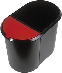 Helit, helit System-Papierkorb DUO Deckel rot, Korpus schwarz, VE 2 Stk, helit Papierkorb Duo System Kunststoff Schwarz, Rot 28 x 28 x 35 cm