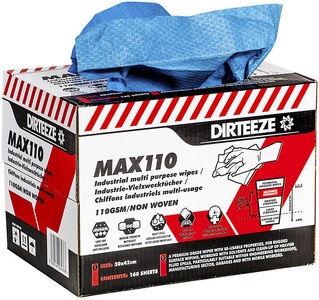 undefined, Wischtücher BxL 300 x 420 mm heavy, Wabenmuster blau, VE 160 Stk, Industrie-Vliestücher MAX110, 100 g/m², ultrasaugfähig, zug- u. abriebfest, L 300 x B 420 mm, 160 St.