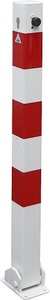 undefined, Absperrpfosten, 70 x 70 mm, weiß / rot klappbar mit Profilzylinder ohne Öse, Schake Absperrpfosten, 70 x 70 mm, weiß / rot, klappbar mit Profilzylinder, ohne Öse