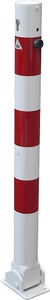 undefined, Absperrpfosten, Ø 76 mm, weiß / rot klappbar mit Profilzylinder ohne Öse, Schake Absperrpfosten, Ø 76 mm, weiß / rot, klappbar mit Profilzylinder, ohne Öse