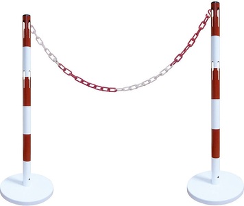 undefined, Absperrpfostenset mit 2 Pfosten, 2,5 m Kette rot / weiß, VISO Absperrpfostenset mit Kette, 2 Pfosten, 2,5 m Kette, rot / weiß