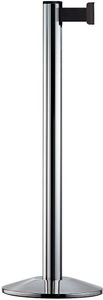 undefined, Gurtpfosten Aluminium, chrom Gurtfarbe Schwarz, Gurtpfosten aus Aluminium, Pfosten Chrom poliert, Auszug 2300 mm, Gurtfarbe Schwarz