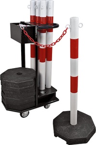 undefined, Kettenständerset mit Transportwagen Höhe 1130 mm mit Kettenpfostenset rot / weiß, 