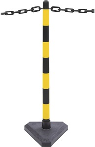 undefined, Kettenständer-Set zementgefüllter Dreiecksfuß 6 Pfosten, 10 m Kette, schwarz / gelb, Kettenständer-Set, 6 Pfosten, zementgefüllter Dreiecksfuß, 10 m Kette, schwarz / gelb