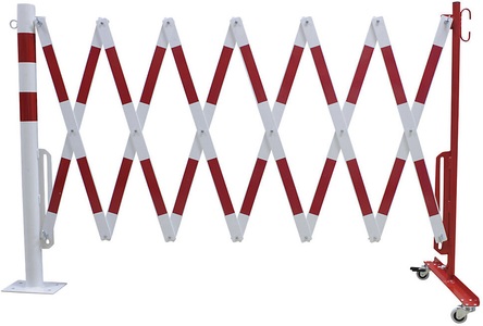 undefined, Sperrpfosten mit Scherengitter Rundrohr Ø 60 mm, zum Aufdübeln rot / weiß, Länge max. 4000 mm, CrashStop Sperrpfosten mit Scherengitter, Rundrohr Ø 60 mm, zum Aufdübeln, reflektierend, rot / weiß, Länge max. 4000 mm
