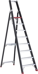 Altrex, Altrex Sicherheits-Stehleiter einseitig begehbar 8 Stufen inkl. Plattform, Stufenstehleiter Professional Topline, einseitig, Aluminium, 8 Stufen, schwarz