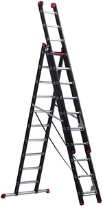 Altrex, Altrex Mehrzweckleiter, Alu beschichtet 3-teilig, schwarz 3 x 10 Sprossen, Mehrzweckleiter MOUNTER, 3x10 Sprossen