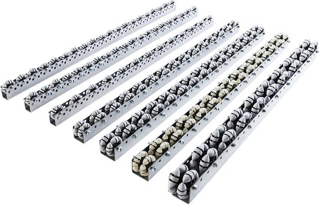 undefined, Allseitenrollenleisten für mittlere Lasten, Tragfähigkeit 20 kg Teilung 100 mm, Länge 2,4 m, Allseitenrollenleiste, für mittlere Lasten, Tragfähigkeit 20 kg, Teilung 100 mm, Länge 2,4 m