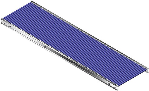 Gura, Gura Kleinrollenbahn, Aluminiumrahmen mit Kunststoffrollen Bahnbreite 500 mm Achsabstand 25 mm, Länge 2,0 m, Gura Kleinrollenbahn, Aluminiumrahmen mit Kunststoffrollen, Bahnbreite 500 mm, Achsabstand 25 mm, Länge 2,0 m