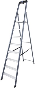 KRAUSE, KRAUSE Alu-Stufenstehleiter eloxiert 8 Stufen, Krause 124227 Aluminium Stufen-Stehleiter Arbeitshöhe (max.): 3.70 m Silber, Blau DIN EN 131 7.70 kg