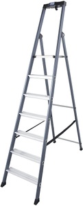 KRAUSE, KRAUSE Alu-Stufenstehleiter eloxiert 7 Stufen, Krause 124210 Aluminium Stufen-Stehleiter Arbeitshöhe (max.): 3.50 m Silber, Blau DIN EN 131 6.90 kg