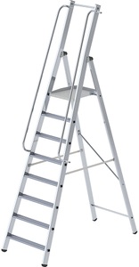 undefined, Alu-Stufenstehleiter einseitig begehbar 8 Stufen, MUNK Günzburger Steigtechnik 51098 Aluminium Plattformleiter Arbeitshöhe (max.): 3.83 m