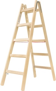 HYMER, HYMER Holz-Stehleiter mit Sprossen, beidseitig begehbar 2 x 5 Sprossen, HYMER Holz-Stehleiter, mit Sprossen, beidseitig begehbar, 2 x 5 Sprossen
