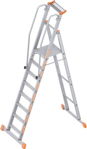 Layher, Layher Alu-Plattformleiter einseitig begehbar, klappbar 8 Stufen, Layher Alu-Podestleiter, einseitig begehbar, klappbar, 8 Stufen