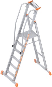 Layher, Layher Alu-Plattformleiter einseitig begehbar, klappbar 6 Stufen, Layher Alu-Podestleiter, einseitig begehbar, klappbar, 6 Stufen