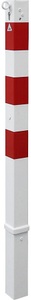 undefined, Absperrpfosten, 70 x 70 mm, weiß / rot herausnehmbar mit Profilzylinder mit 1 Öse, Schake Absperrpfosten, 70 x 70 mm, weiß / rot, herausnehmbar mit Profilzylinder, mit 1 Öse