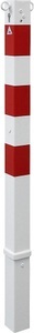 undefined, Absperrpfosten, 70 x 70 mm, weiß / rot herausnehmbar mit Profilzylinder mit 2 Ösen, Schake Absperrpfosten, 70 x 70 mm, weiß / rot, herausnehmbar mit Profilzylinder, mit 2 Ösen