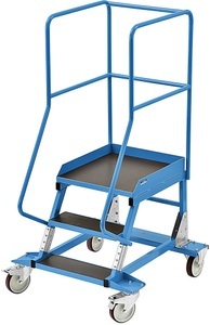 EUROKRAFT, EUROKRAFT Mobile Podestleiter PREMIUM Siebdruck-Stufeneinlagen 3 Stufen, 