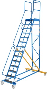 EUROKRAFT, EUROKRAFT Mobile Podestleiter PREMIUM Riefengummi-Stufeneinlagen 14 Stufen, eurokraft pro Mobile Podestleiter, Riefengummi-Stufeneinlage, 14 Stufen