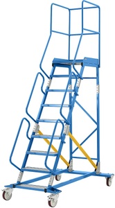 EUROKRAFT, EUROKRAFT Mobile Podestleiter PREMIUM Alu-Stufeneinlagen 9 Stufen, eurokraft pro Mobile Podestleiter, Alu-Stufeneinlagen, 9 Stufen