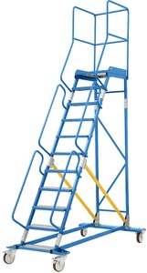 EUROKRAFT, EUROKRAFT Mobile Podestleiter PREMIUM Alu-Stufeneinlagen 11 Stufen, eurokraft pro Mobile Podestleiter, Alu-Stufeneinlagen, 11 Stufen