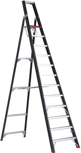 Altrex, Altrex Sicherheits-Stehleiter einseitig begehbar 12 Stufen inkl. Plattform, Stufenstehleiter Professional Topline, einseitig, Aluminium, 12 Stufen, schwarz