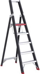 Altrex, Altrex Sicherheits-Stehleiter einseitig begehbar 5 Stufen inkl. Plattform, Stufenstehleiter Professional Topline, einseitig, Aluminium, 5 Stufen, schwarz