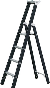 Zarges, ZARGES Schwerlast-Stehleiter einseitig begehbar 4 Sprossen inkl. Plattform, ZARGES Z600 41146 Aluminium Stufen-Stehleiter klappbar 9 kg