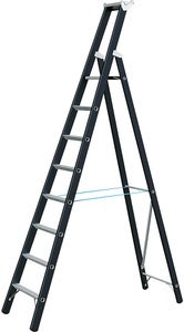 Zarges, ZARGES Schwerlast-Stehleiter einseitig begehbar 8 Sprossen inkl. Plattform, ZARGES Z600 41149 Aluminium Stufen-Stehleiter klappbar 11.7 kg