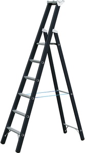 Zarges, ZARGES Schwerlast-Stehleiter einseitig begehbar 6 Sprossen inkl. Plattform, ZARGES Z600 41148 Aluminium Stufen-Stehleiter klappbar 10.6 kg