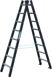 Zarges, ZARGES Schwerlast-Stehleiter beidseitig begehbar 2 x 8 Sprossen, ZARGES Z600 41192 Aluminium Stufen-Stehleiter klappbar 11.9 kg