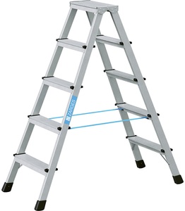Zarges, ZARGES Profi-Stufenleiter, eloxiert beidseitig begehbar 2 x 5 Stufen, ZARGES Profi-Stufenleiter, eloxiert, beidseitig begehbar, 2 x 5 Stufen