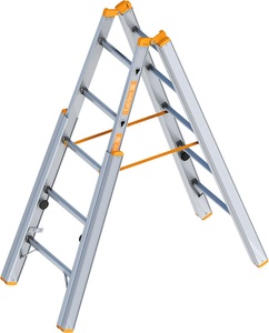 undefined, Treppen-Stehleiter mit Niveauausgleich, beidseitig begehbar 5 Sprossen, Layher Treppen-Stehleiter, mit Niveauausgleich, beidseitig begehbar, 5 Sprossen, ab 2 Stk