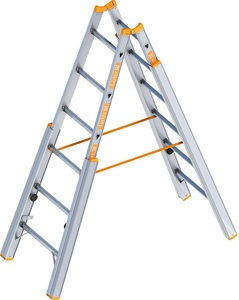 undefined, Treppen-Stehleiter mit Niveauausgleich, beidseitig begehbar 6 Sprossen, Layher Treppen-Stehleiter, mit Niveauausgleich, beidseitig begehbar, 6 Sprossen, ab 2 Stk