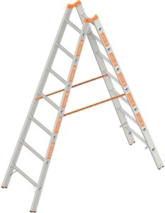 undefined, Sprossen-Stehleiter beidseitig begehbar 2 x 7 Sprossen, Layher Sprossen-Stehleiter, beidseitig begehbar, 2 x 7 Sprossen
