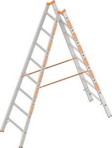 undefined, Sprossen-Stehleiter beidseitig begehbar 2 x 8 Sprossen, Layher Sprossen-Stehleiter, beidseitig begehbar, 2 x 8 Sprossen