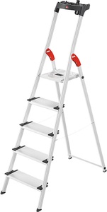 Hailo, Hailo L80 ComfortLine 8040-507 Aluminium Stufen-Stehleiter inkl. Werkzeugablage Arbeitshöhe (max.): 2.8 m Silber,, Hailo Stufen-Stehleiter ComfortLine, Standhöhe 1,07 m