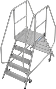 KRAUSE, KRAUSE Podestleiter MH beidseitig begehbar 2 x 5 Stufen, ab 2 Stk, KRAUSE® Podesttreppe, 2-seitig, verfahrbar, Standhöhe 1,20 m