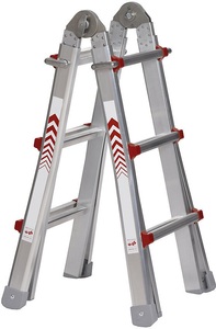 undefined, Teleskop-Klappleiter Steh-, Anlege-, Schiebe- und Treppenleiter in Einem 4 x 3 Sprossen, Teleskop-Klappleiter, Steh-, Anlege-, Schiebe- und Treppenleiter in Einem, 4 x 3 Sprossen