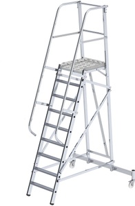 EUROKRAFT, EUROKRAFT Alu-Plattformleiter fahrbar 9 Stufen, eurokraft pro Alu-Plattformleiter, fahrbar, 9 Stufen