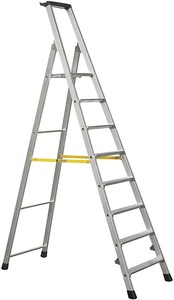 Zarges, ZARGES Stufenleiter klappbar, einseitig begehbar mit Ablageschale, für leichten Einsatz 8 Stufen inkl. Plattform, ZARGES 42458 Aluminium Stufen-Stehleiter klappbar 10.2 kg