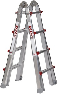 undefined, Teleskop-Klappleiter Steh-, Anlege-, Schiebe- und Treppenleiter in Einem 4 x 4 Sprossen, Teleskop-Klappleiter, Steh-, Anlege-, Schiebe- und Treppenleiter in Einem, 4 x 4 Sprossen