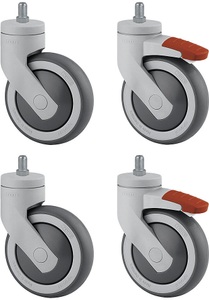 TENTE, TENTE Kunststoffrolle, Set-Angebot 2 Lenkrollen mit Doppelstopp und 2 Lenkrollen, Gewindestift Rad-Ø x Breite 75 x 25 mm, TENTE Kunststoffrolle, Set-Angebot, 2 Lenkrollen mit Doppelstopp und 2 Lenkrollen, Gewindestift, Rad-Ø x Breite 75 x 25 mm