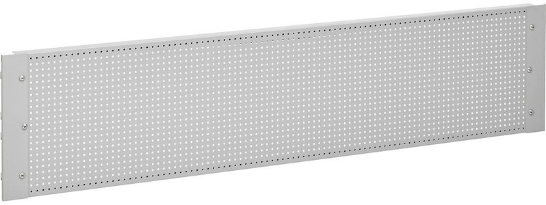 undefined, Lochblechrückwand mit 10-teiligem Hakenset für Packtische mit Breite 1600 mm, Lochblechrückwand, zur Befestigung an Aufsatzholmen, Tischbreite 1600 mm, inkl. 10 Haken