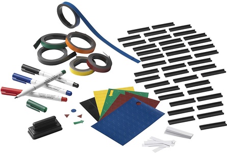 QUIPO, QUIPO Zubehörset für Planungstafeln 900 x 600 mm Marker, Magnete, Etiketten, Wischer, eurokraft basic Zubehörset, für Tafelbreite 900 mm, Marker, Magnete, Etiketten, Wischer
