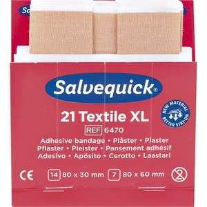 undefined, Refill für SALVEQUICK elastische Pflaster-Abschnitte je 21 Stk VE à 6 Stk, Cederroth Textil-Wundpflaster Salvequick XL