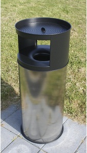 undefined, Kombiascher, flammverlöschend Volumen 75 l, HxØ 900 x 380 mm Edelstahl, Ascher-Abfall-Kombination FLORENZ, Edelstahl, 75 Liter