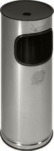 undefined, Edelstahl-Standascher mit Abfallbehälter Volumen 17 l, HxØ 610 x 250 mm Ascher schwarz, VAR® Sicherheits-Kombiascher, 17 Liter, Edelstahl