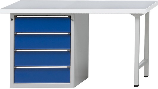 ANKE, ANKE Werkbank, stabil 4 Schubladen Universalplatte, ANKE Werkbank, Gestellbauweise Serie V, 4 Schubladen, Universalplatte